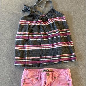 Girls outfit- pink Jean shorts & tank
